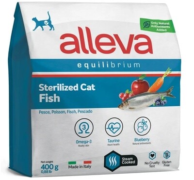 Корм для кастрированных котов и стерилизованных кошек Alleva Эквилибриум с рыбой, 0,4 кг/1.5 кг