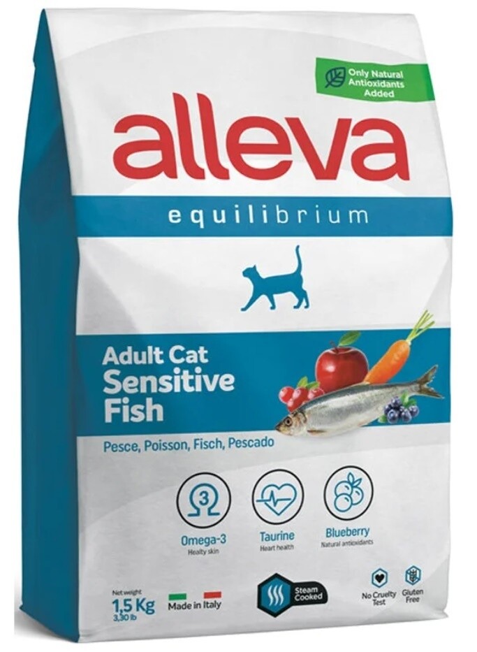Корм для взрослых кошек Alleva Эквилибриум Сенситив с рыбой, 1,5 кг