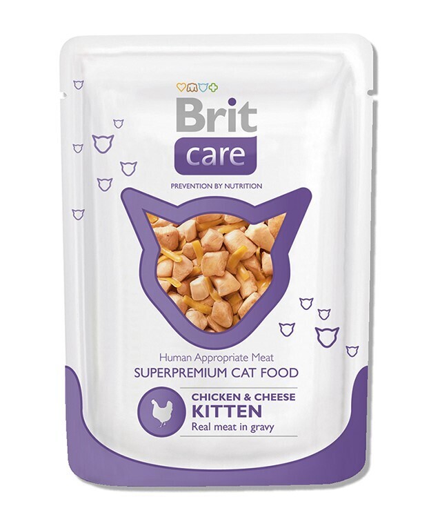 BRIT Care Cat Суперпремиальный влажный корм для котят Курица и сыр