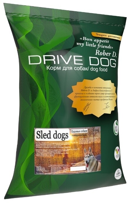 Корм DriveDog для ездовых собак говядина, рис