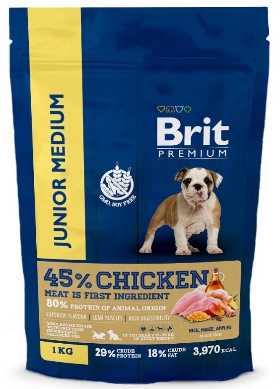 Brit Premium Dog Junior Medium с курицей для молодых собак  средних пород