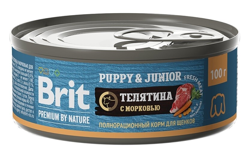 Brit Premium By Nature консервы с телятиной и морковью для щенков всех пород