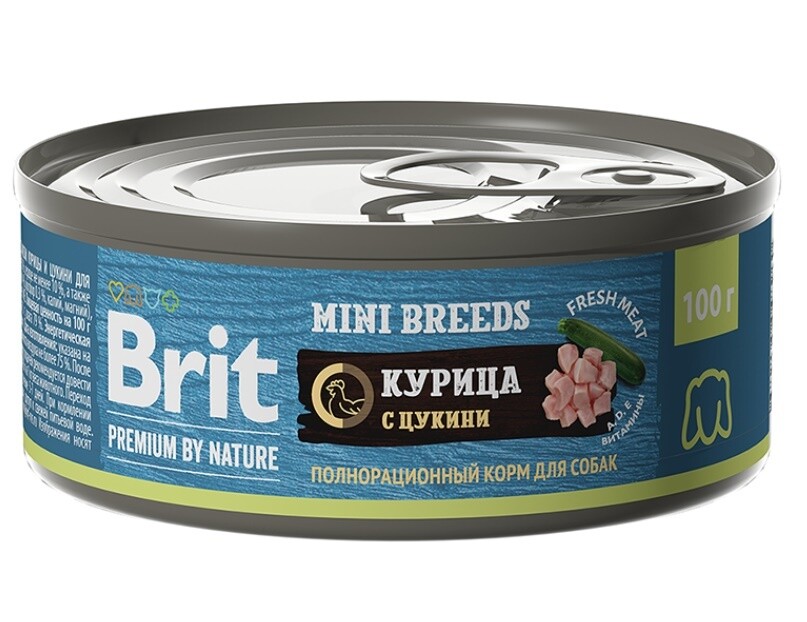 Brit Premium By Nature консервы с курицей и цукини для взрослых собак мелких пород