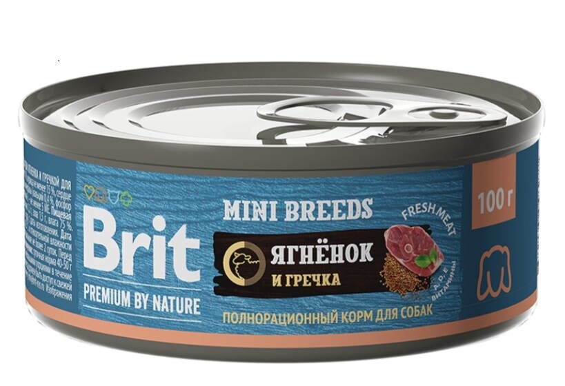 Brit Premium By Nature консервы с ягненком и гречкой для взрослых собак мелких пород