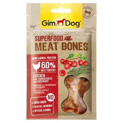 GimDog дополнительный корм (лакомство) из курицы с клюквой и розмарином для собак - "мясные косточки суперфуд" 70 г