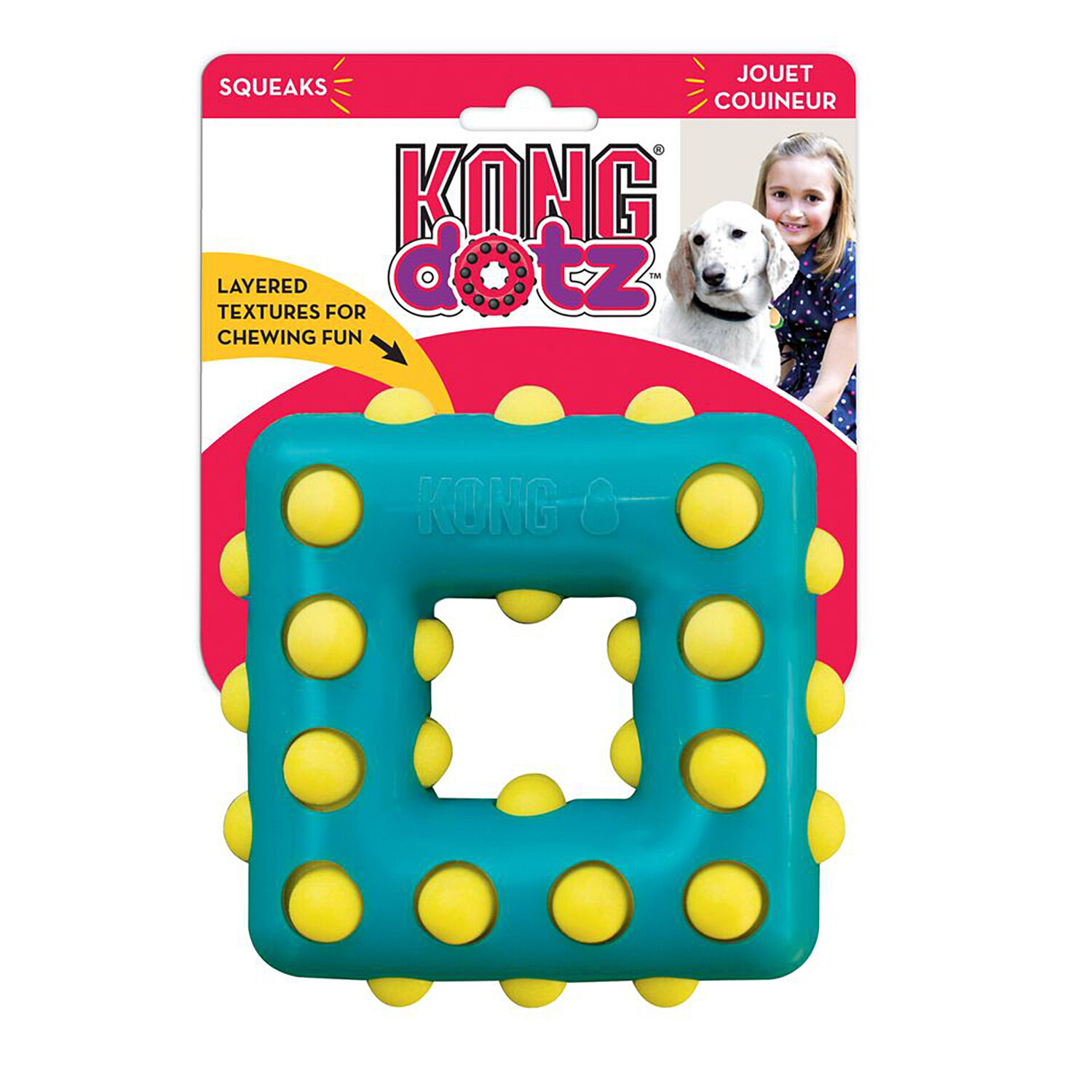 Игрушка KONG для собак Dotz квадрат большой,13 см