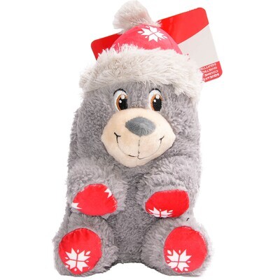 Игрушка для собак KONG Holiday "Полярный медведь" 15 см, белый или серый, в ассортименте