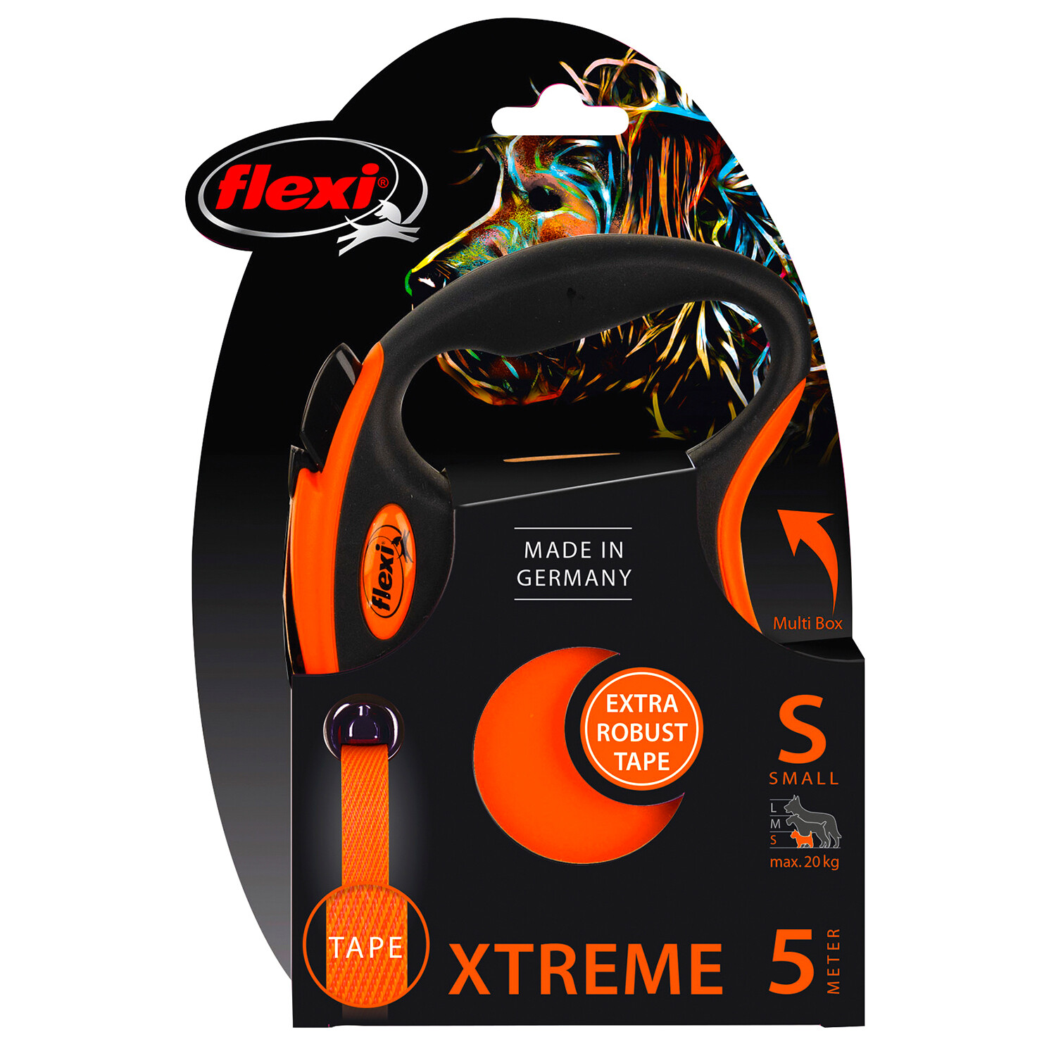 FLEXI рулетка Xtreme S (до 20 кг; L до 65кг) 5 м лента оранжевая