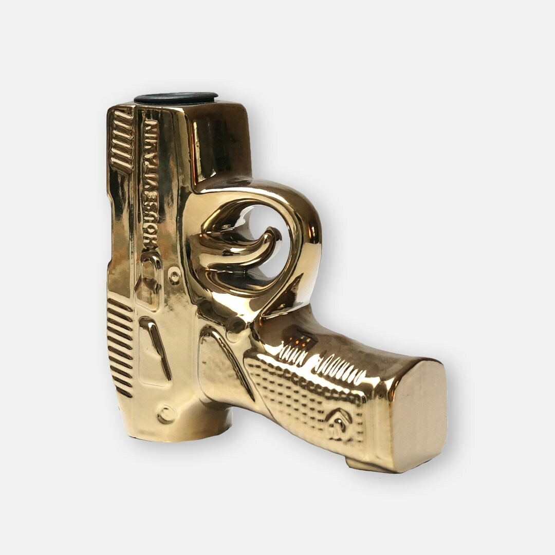 Kandelaar pistool goud 15x15cm