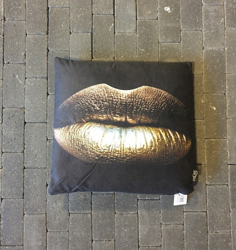 Kussen Lips gold 45x45cm Kussen Lips gold 45x45cm