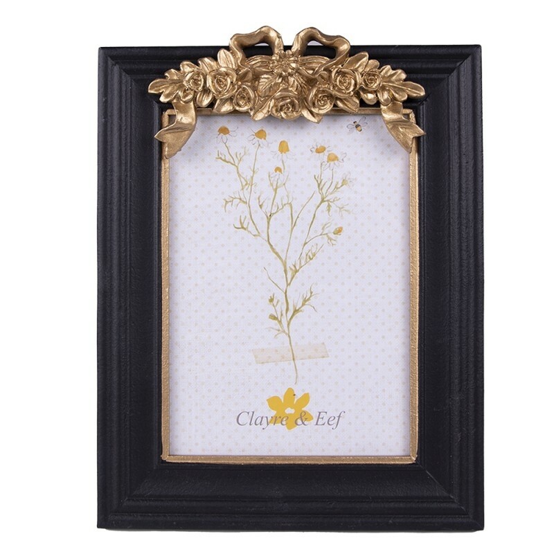 fotolijstje zwart gouden bloemen L 13x18cm