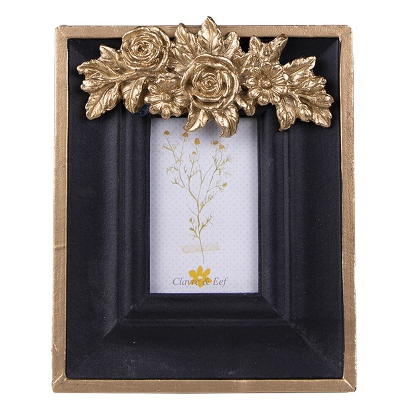 fotolijstje zwart gouden bloemen S 5x7cm