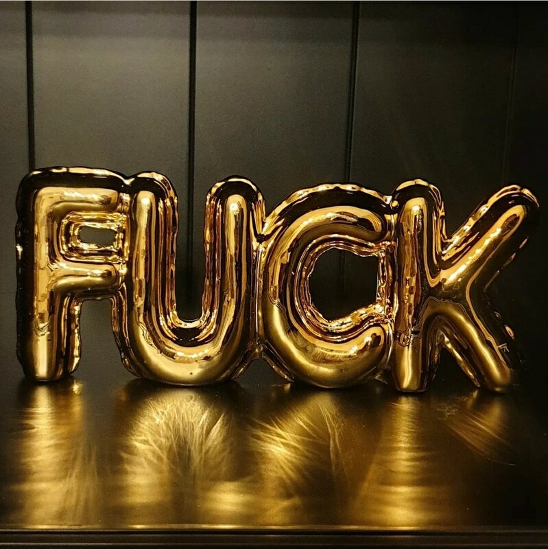 Ballon letters FUCK goud