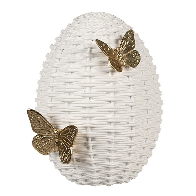 Ei Rattan Look gouden vlinders 20cm
