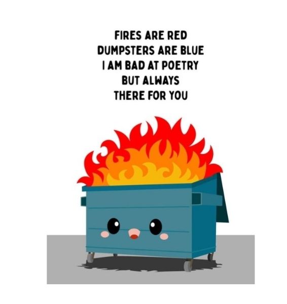 Fires are red dumpsters are blue