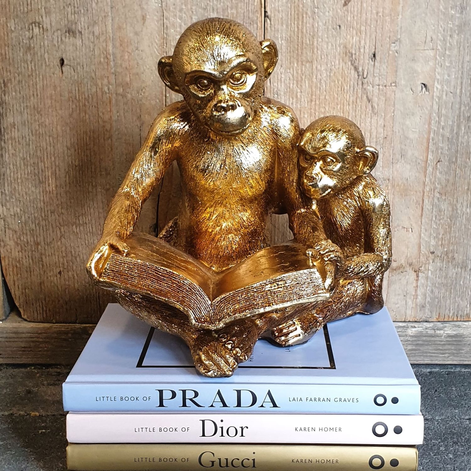 Apen met voorleesboek goud