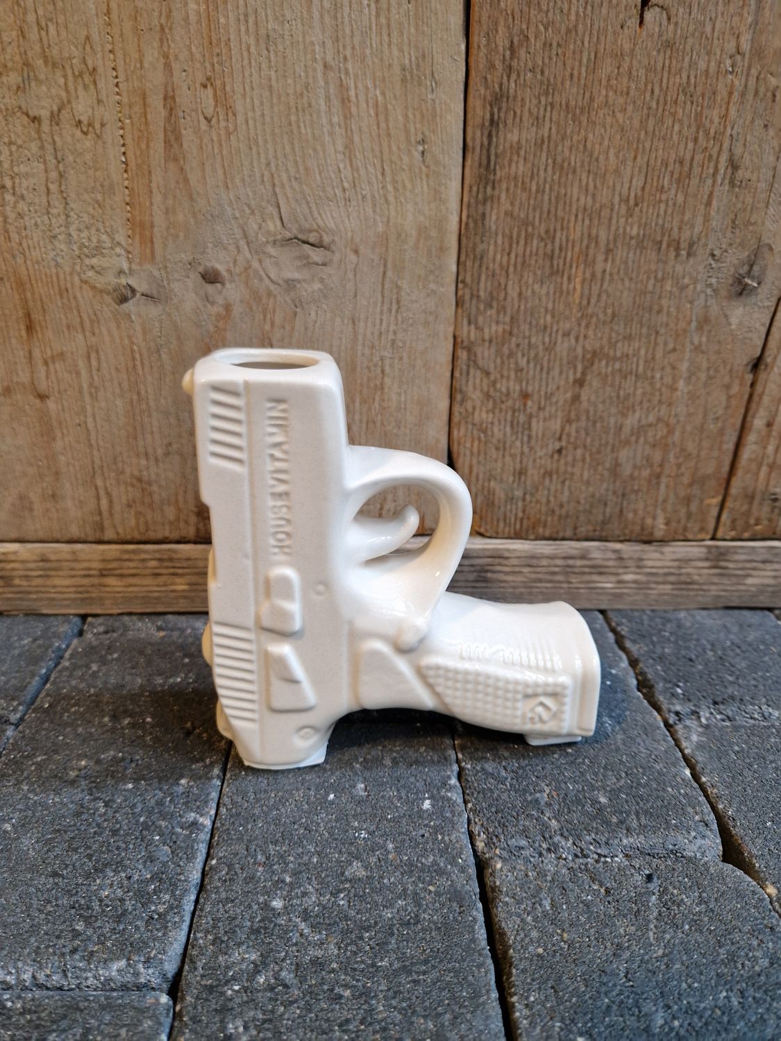 Pistool vaasje Roomwit 12cm