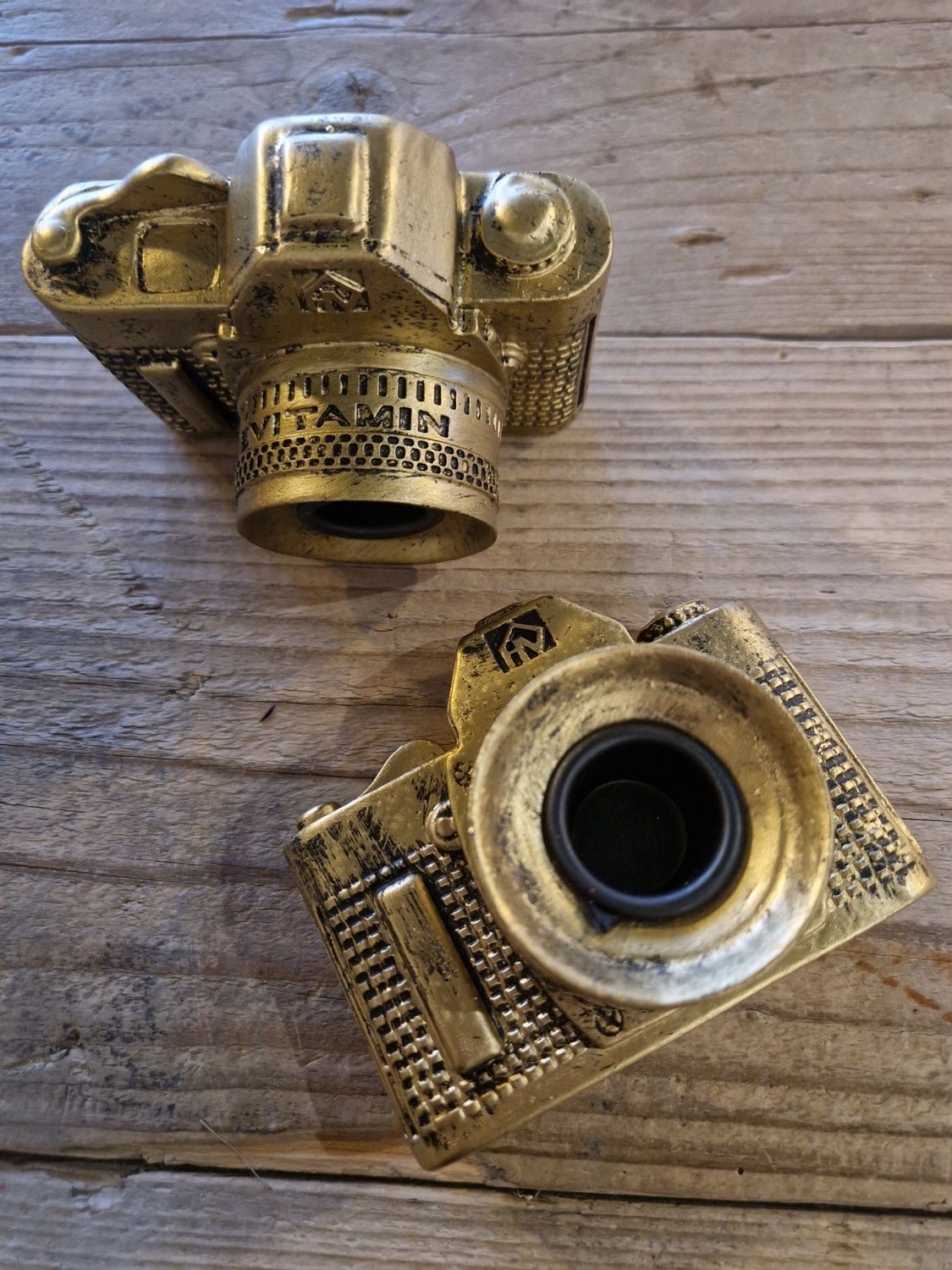 Kandelaar Camera goud 10cm