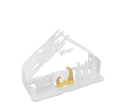 ALESSI 'bark crib' metalen kerststal wit