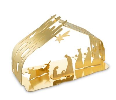 ALESSI 'bark crib' metalen kerststal verguld
