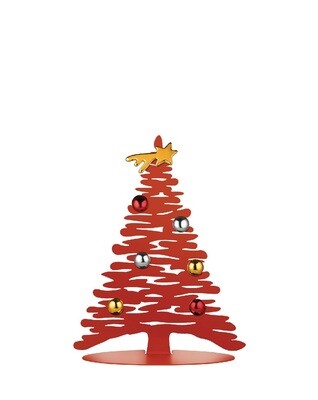 ALESSI 'bark for christmas' metalen kerstboom 30cm rood met 7 magneten