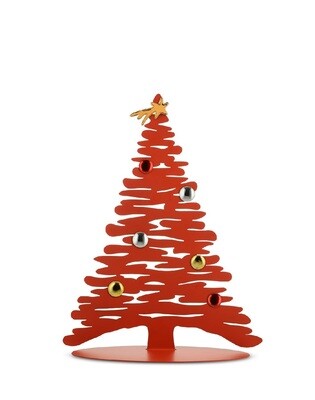 ALESSI 'bark for christmas' metalen kerstboom 45cm rood met 7 magneten