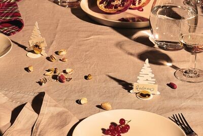ALESSI 'bark for christmas' set/2 naam- of fotohouders wit met vergulde magneet