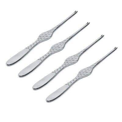 ALESSI 'colombina fish' set/4 kreeftenvorken RVS