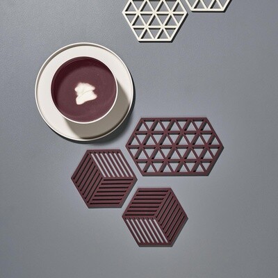ZONE DENMARK 'hexagon' silicone potonderzetter red brown