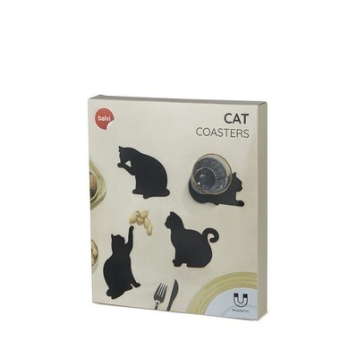 BALVI 'cat' set/4 glasonderleggers silicone zwart