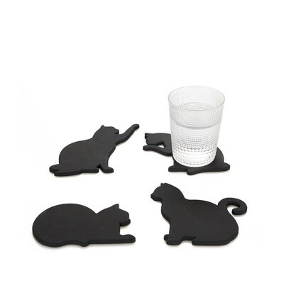 BALVI 'cat' set/4 glasonderleggers silicone zwart