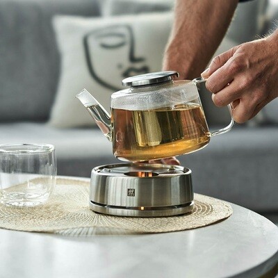 ZWILLING 'sorrento' glazen theekan 800ml met rvs rechaud