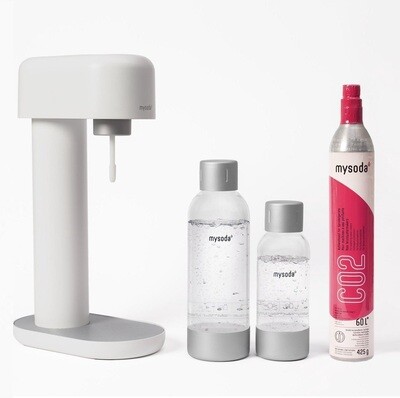 MY SODA 'ruby' sodamaker aluminium wit met fles 0,5L + 1,0L