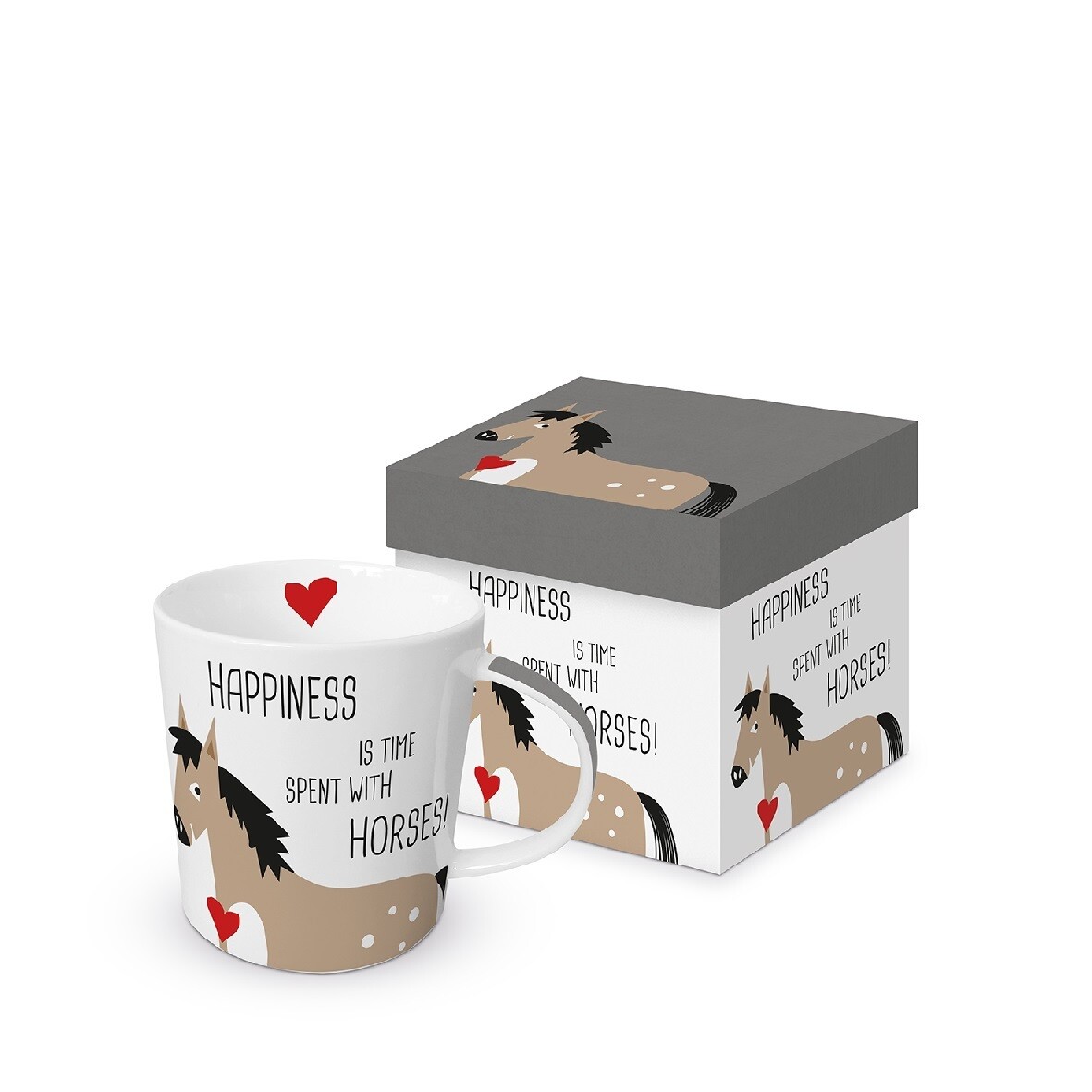 PPD 'happiness & horses' mug 350ml in geschenkdoos