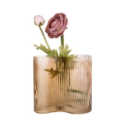 PRESENT TIME 'allure wave' vaas in glas zandbruin 18cm