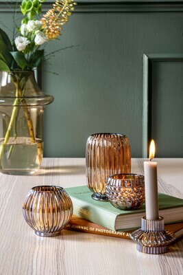 PRESENT TIME 'votive sparkle dots' windlicht glas amber 6cm
