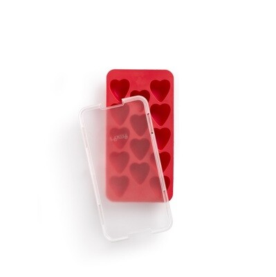 LEKUE rubberen ijsblokvorm met deksel voor 14 hartjes