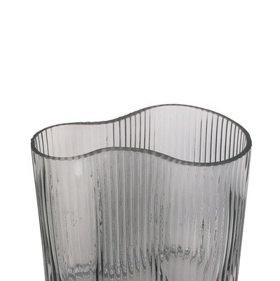 PRESENT TIME 'allure wave' vaas in glas grijs 18cm
