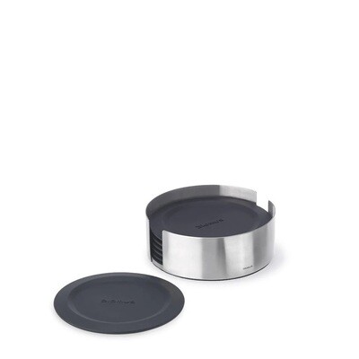 BLOMUS 'lareto' set/6 silicone glasonderleggers in rvs houder