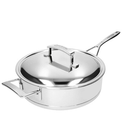 DEMEYERE 'silver 7' lage sauteerpan met steel en dubbelwandig deksel 28cm / 4,75L