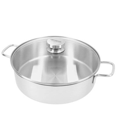 DEMEYERE 'apollo 7' lage sauteuse met glazen deksel 28cm / 4,8L