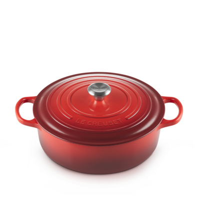 LE CREUSET 'signature' ronde lage stoofpot 30cm / 6,2L kersenrood