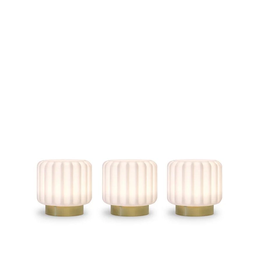 ATELIER PIERRE &#39;dentelles&#39; set/3 oplaadbare led sfeerlampjes 9x9cm