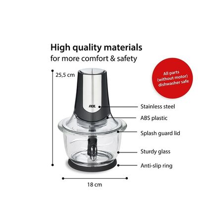 ADE elektrische multihakker (met glazen bowl) 500W