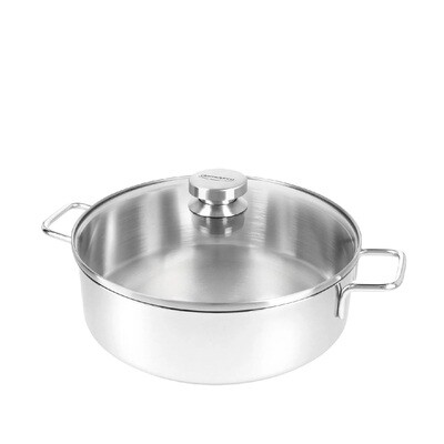 DEMEYERE 'apollo 7' lage sauteuse 24cm met glazen deksel