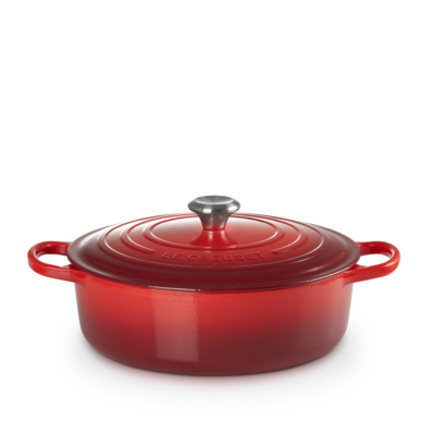 LE CREUSET 'signature' ronde lage stoofpot 30cm / 6,2L kersenrood