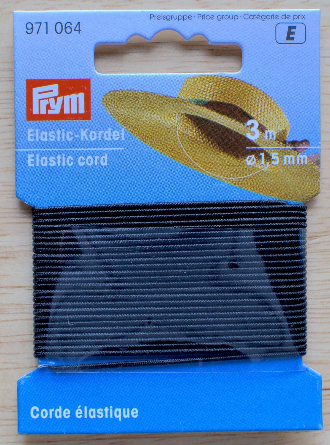 Prym Hutgummi Elastic-Kordel 1,5mm 3m schwarz