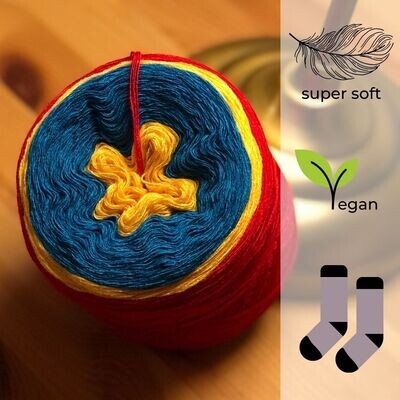 Woolpedia Socks Rot-Gelb-Lagune - modal sock yarn