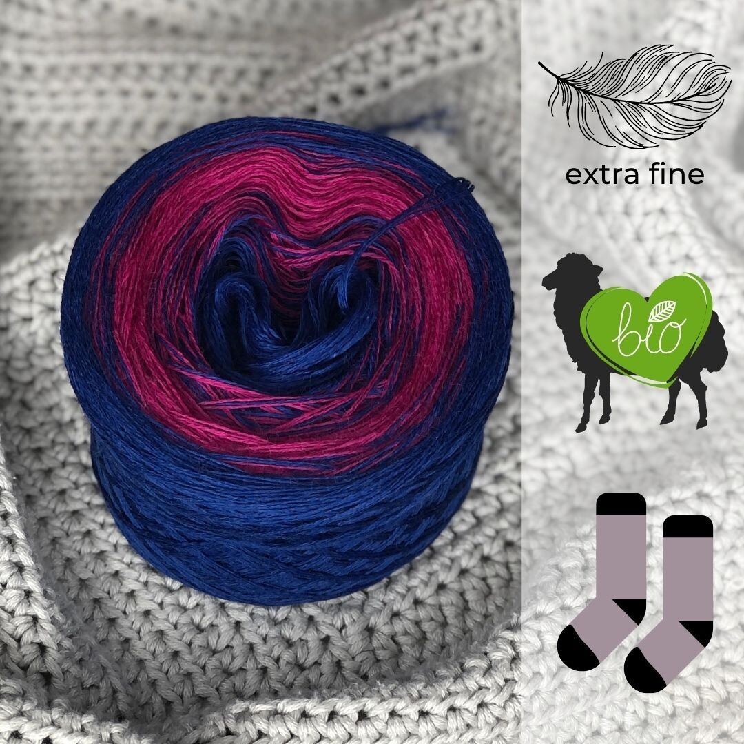 Woolpedia® Socks Achat - Bio Farbverlaufsgarn (Merino Extrafein)