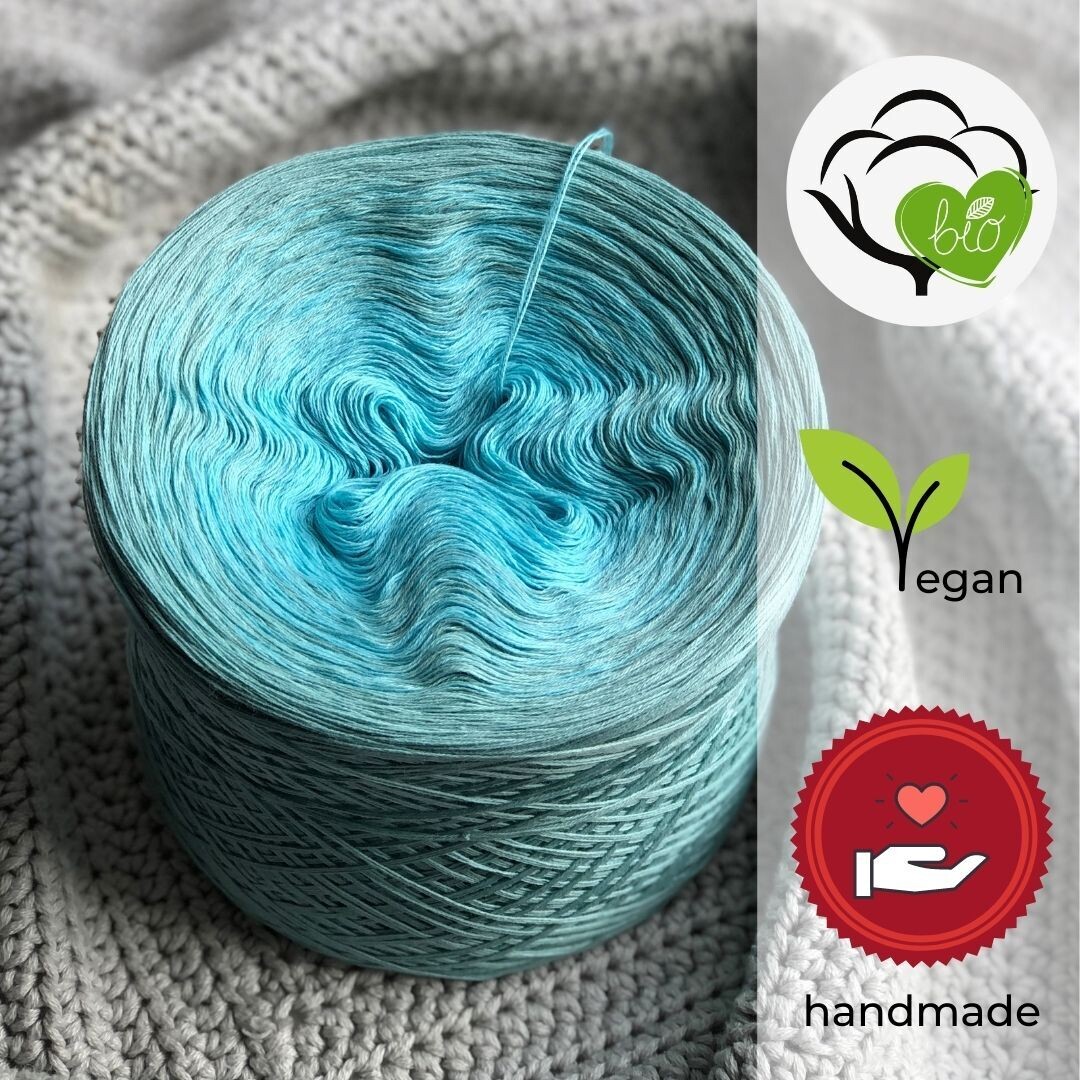 Woolpedia Colors Aquamarin organic gradient yarncake (pure cotton)